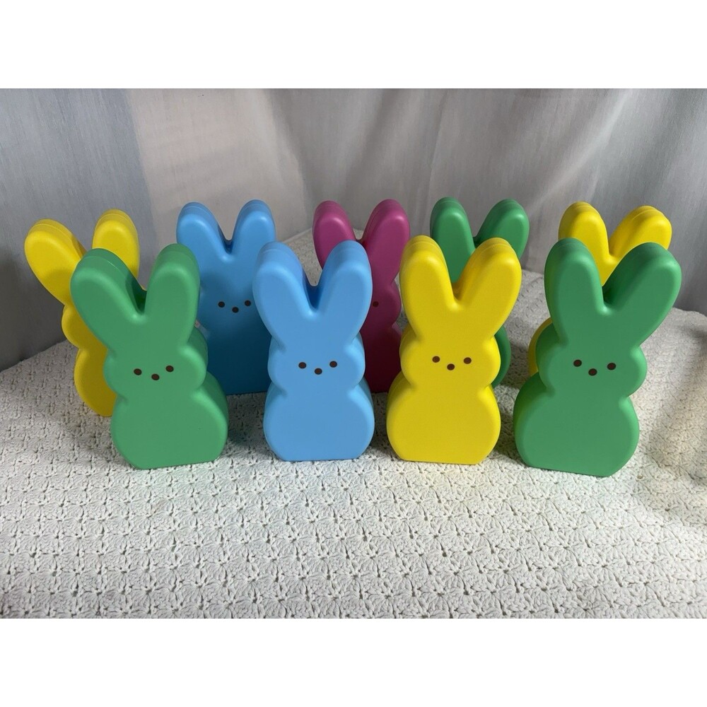 PEEPS Bunny 10” Blow Molds LED, Set of 9 Colors Easter Rabbit
